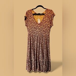 LASCANA Recycled, vegan Large NWT Orange Floral Flowy V-Neck Dress NWT